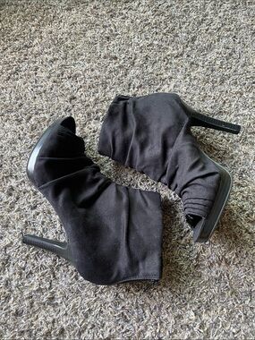 Guess Black Ruched Ankle Booties with Stiletto Heel